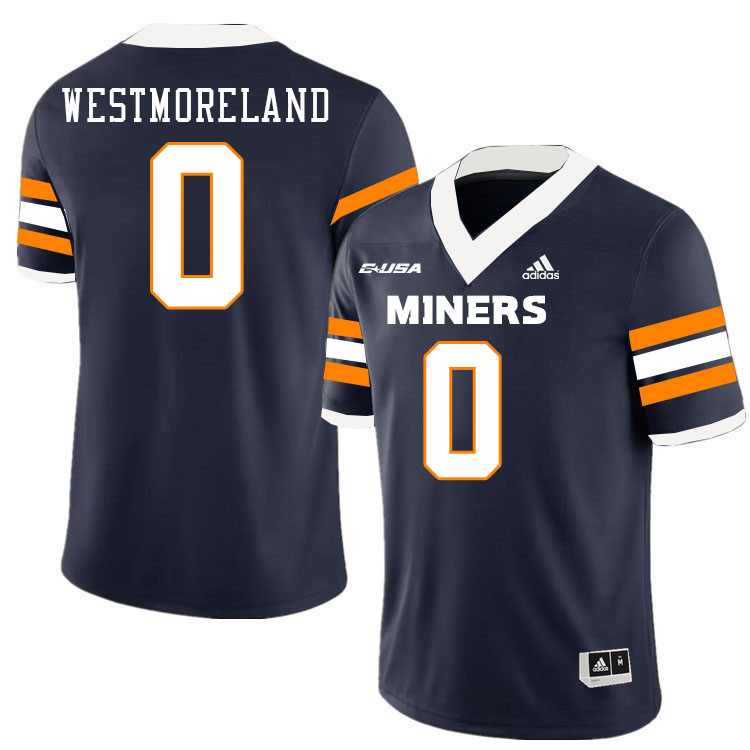 Maurice Westmoreland UTEP Jersey,UTEP Miners #0 Maurice Westmoreland College Football Jersey-Navy